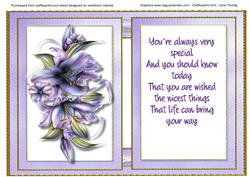Incert with Lilac Lilly's and Verse