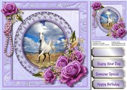 Beautiful Horse with Roses and Pearls 