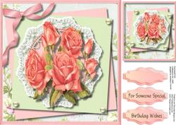 Beautiful Shabby Chic Roses on Lace 