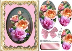 Beautiful Summer Roses in a Gold Frame 