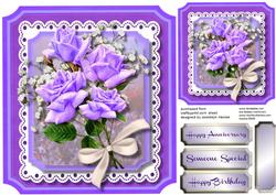Beautiful Lilac Rose on a Shaped Card.