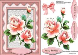Beautiful Pink Roses on a Lace Mat