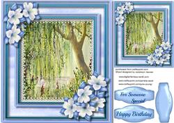 Beautiful Swan and Weeping Willows