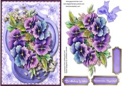 Lovely Lilac Pansy's in a Ornate Frame