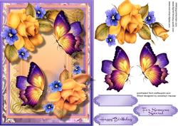 Lovely Apricot Roses and Butterfly's