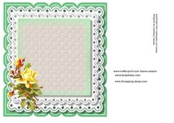 Incert ,green with Yellow Roses 8x8