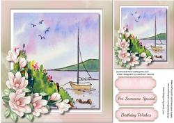 Beautiful Magnolias and Boat Scene