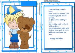Birthday Grandson ,with Incert and Verse