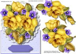 Overt the Edge Yellow Roses and Violets 