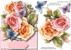 Over the Edge Beautiful Pink Roses and Butterfly's