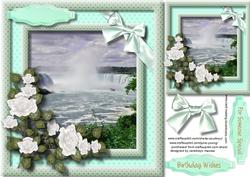 Beautiful Waterfall and White Roses