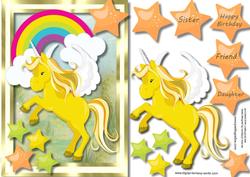 Lovely Yellow Unicorn and Rainbow