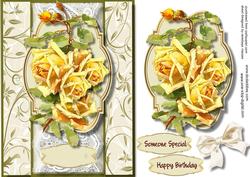Lovely Yellow Roses in a Ornate Plaque