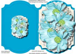Print, Cut, and Fold, Beautiful Aqua Fantasy Flowers 