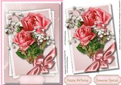 Beautiful Cerise Roses and Babys Breath