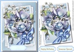 Beautiful Blue Roses and Baby's Breath