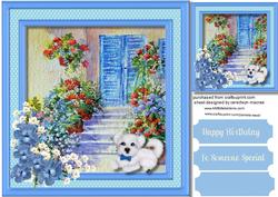 Lovely Blue Door with a Cute Dog