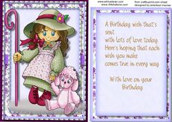 Topper, with Incert and Verse, Little Bo=peep