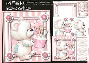 8x8 Mini Kit Teddy's Birthday Pink .