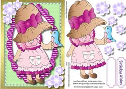 Cute Little Bonnet Girl with a Bird