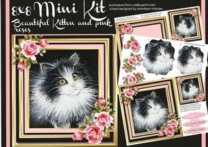 8x8 Mini Kit , Beautiful Kitten with Pink Roses