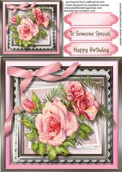 Beautiful Soft Pink Roses on Lace .