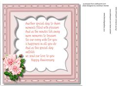 Incert , with Verse and Stunning Pink Roses ( Anniversary )