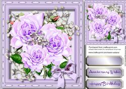 Beaitofuil Lilac Roses in a Kadaire Frame