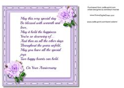 Incert ,with Verse and Lilac Roses 