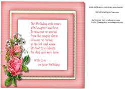 Incert with Verse and Pink Roses