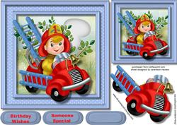 Fireman Sam in His Fire Engine