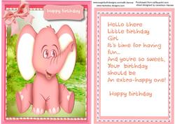 Cute Pink Birthday Elephant
