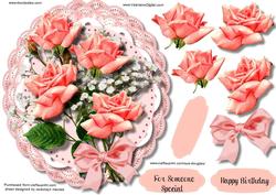 Beautiful Triple Frill Doilie with Pink Roses 