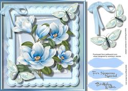 Lovely Blue Magnolias and Butterfly's 