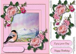 Beautiful Roses and Scene with a Bird Looking In