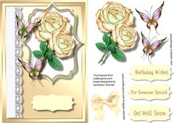 Beautiful Cream Roses and Butterfly's