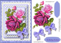 Beautiful Lilac Roses on Stunning Lace 