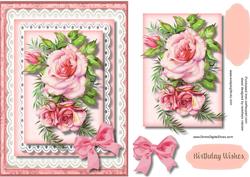 Beautiful Pink Roses on Stunning Lace