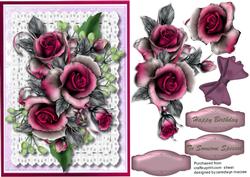 Beautiful Wine Roses on Lace