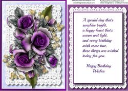 Beautiful Lilac Roses with Birthday Verse