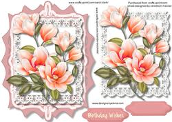 Lovely Deep Pink Magnolias in a Ornate Frame 