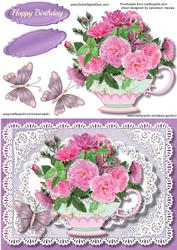 Lovely Lace and a Cup of Pink Peonies 