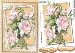 Beautiful French Roses Ina Stitched Frame 