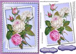 Lovely Roses on a Lilac Stitched Frame