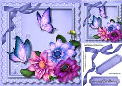 Lovely Deep Lilac Dahlia on a Scallopes Frame
