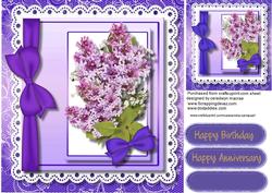 Lovely Lilac and Ribbon Bow on Lace 
