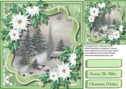 Lovely Green Bracket Scene with White Poinsettias