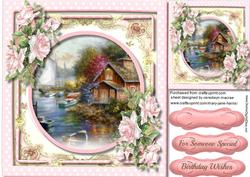 Beautiful Water Scene with French Roses