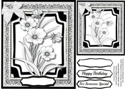 Beautiful Monochrome Card with White Flowers