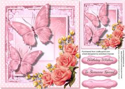 Lovely Pink Butterfly's and Roses on the Wing 
